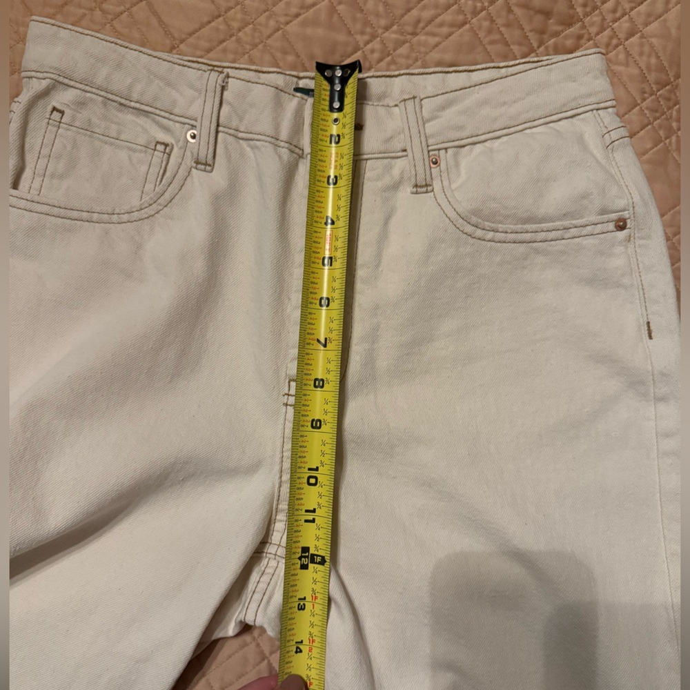 High Rise Straight Cream Frayed hem Jeans - Picture 9 of 11